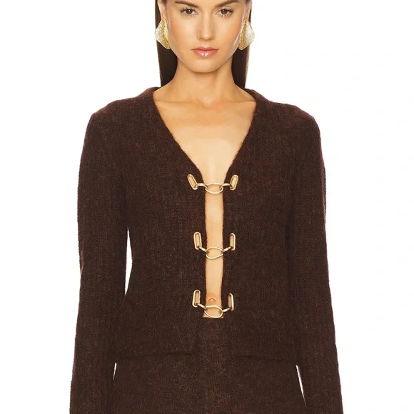 Cult Gaia Adel Knit Cardigan in Java - Picture 1 of 3